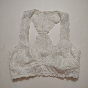 Modern Boho White Lace Racerback Bralette Small